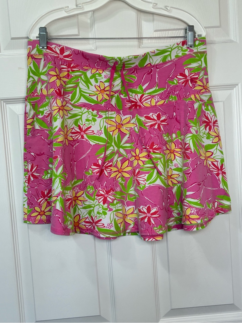 Lilly Pulitzer Skirt Womens Large Garden Vista Print Pink Green Pull On Summer